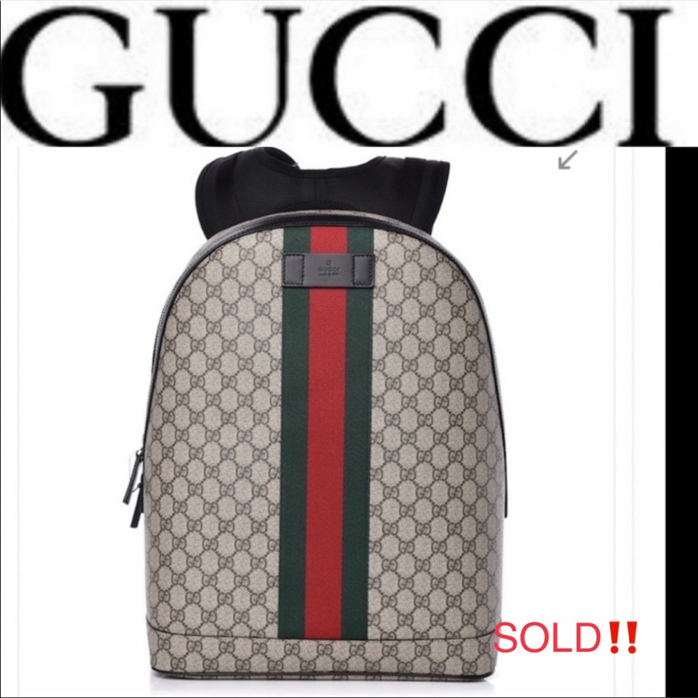 Gucci logo GG web strip Backpack - Picture 1 of 11